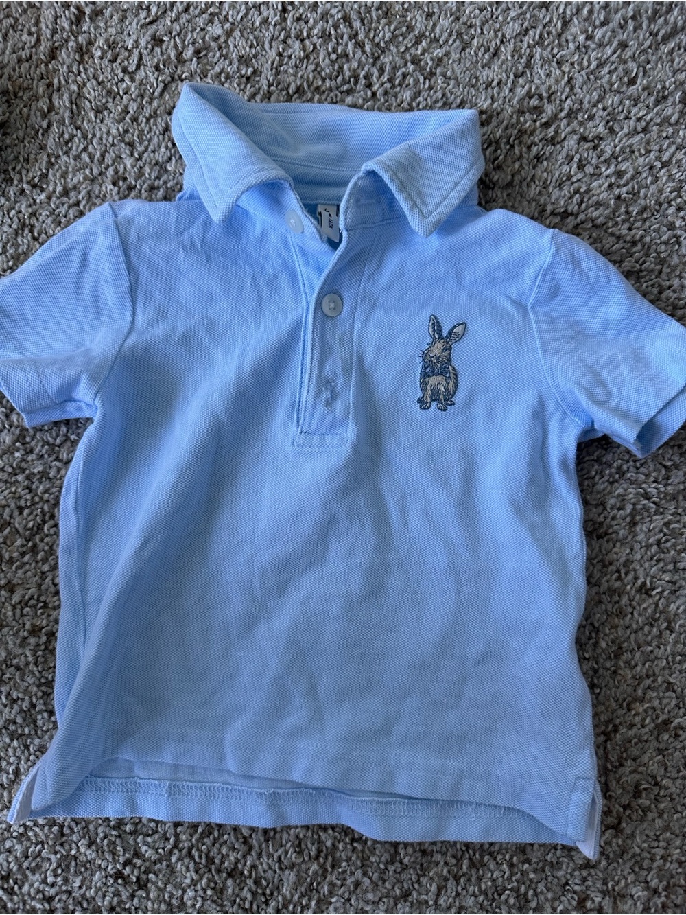 Janie & Jack Light Blue Kids Polo Shirt with Bunny Embroidery